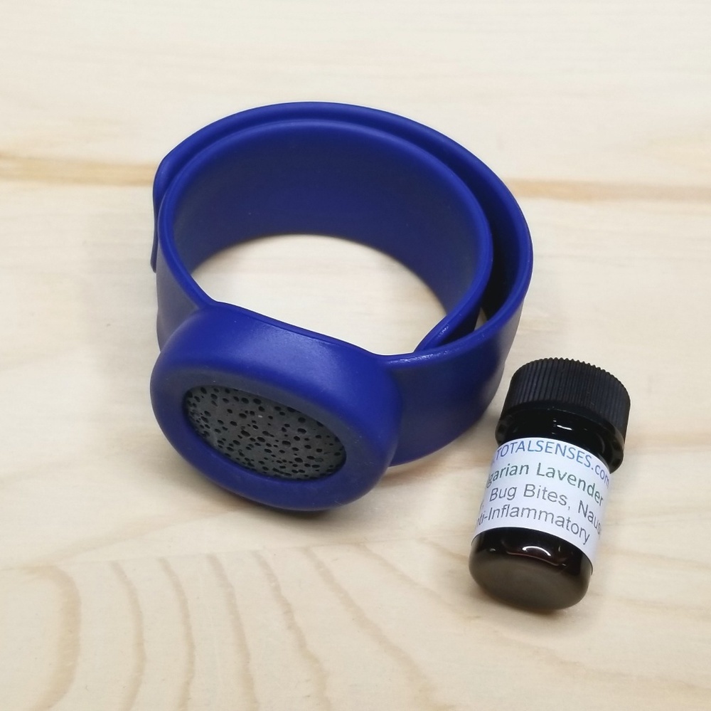 Blue Silicon & Black Lava Stone Slap Bracelets